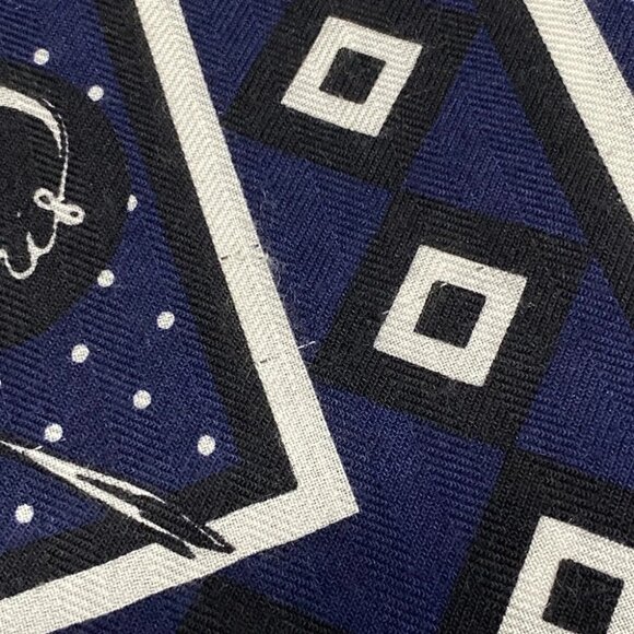HERMES Chale Carres Navy Black White Cashmere Silk - Scarf - Picture 6 of 7
